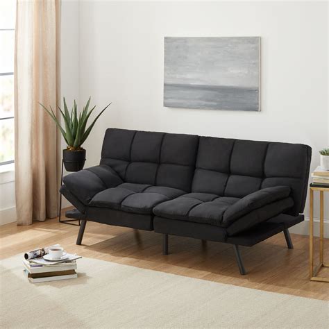 mainstays memory foam futon black suede fabric wood metal|mainstays futons at walmart.